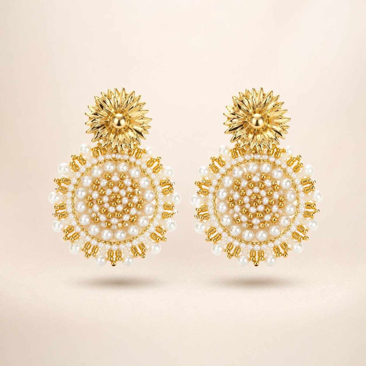 Handmade Colombian Beaded Hoop Earrings, Round Fashion Jewelry