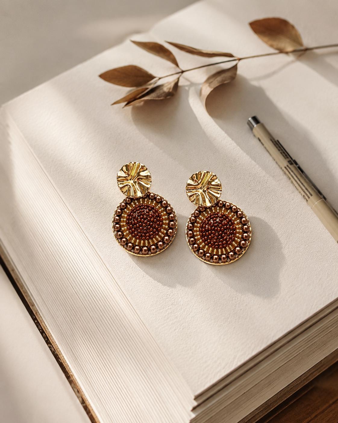 Handmade Colombian Beaded Hoop Earrings, Round Fashion Jewelry