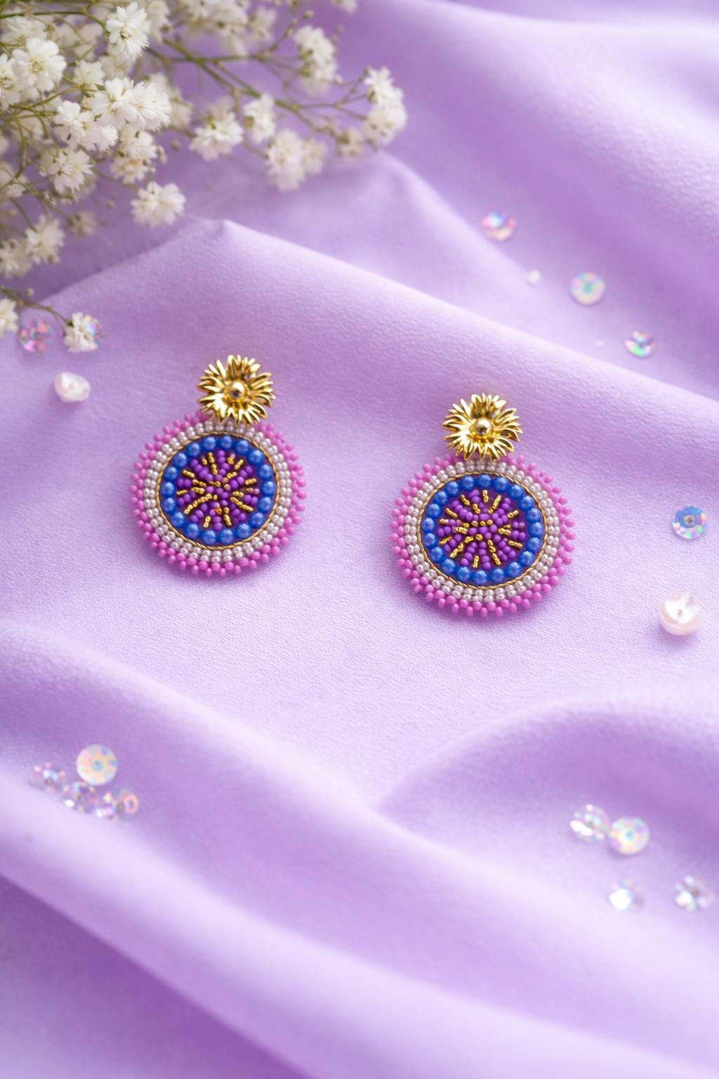 Colombian Handmade Beaded Earrings, Unique Artisan Jewelry