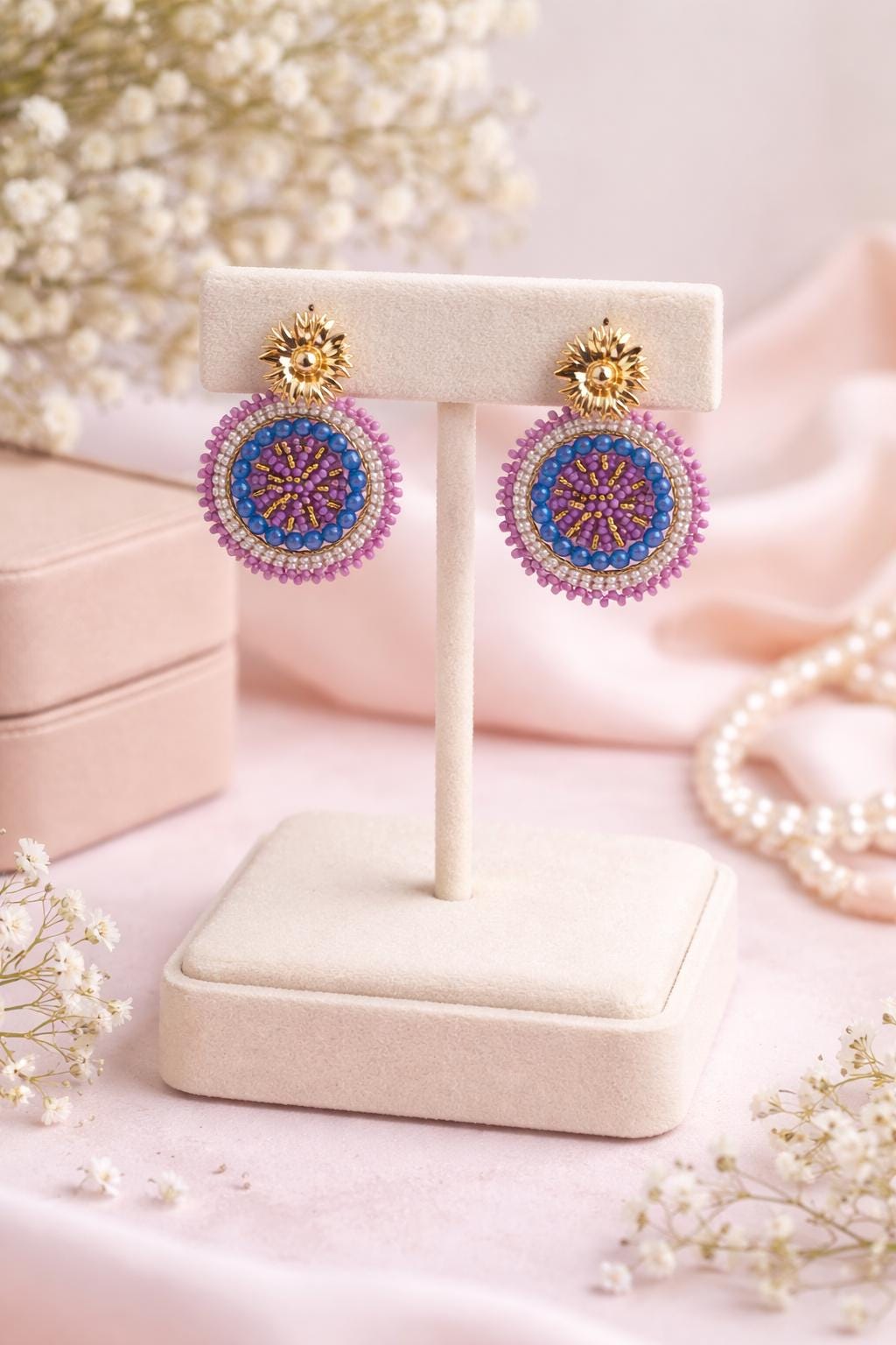 Colombian Handmade Beaded Earrings, Unique Artisan Jewelry