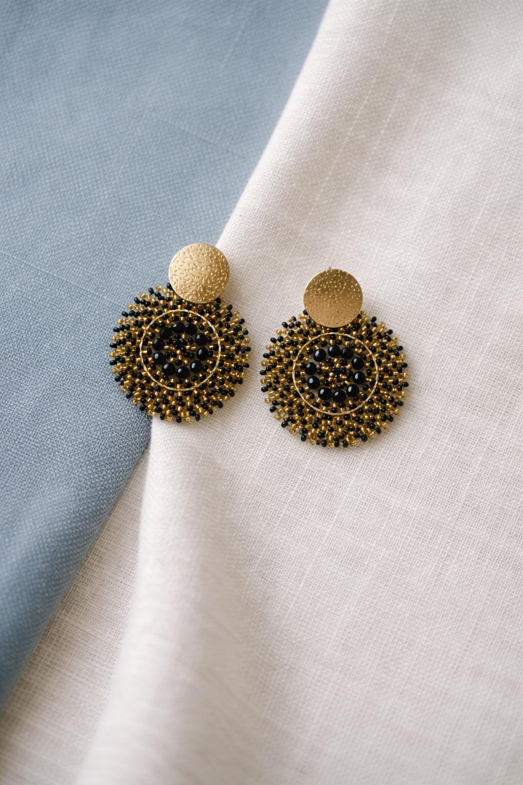 Handmade Colombian Beaded Hoop Earrings, Round Fashion Jewelry