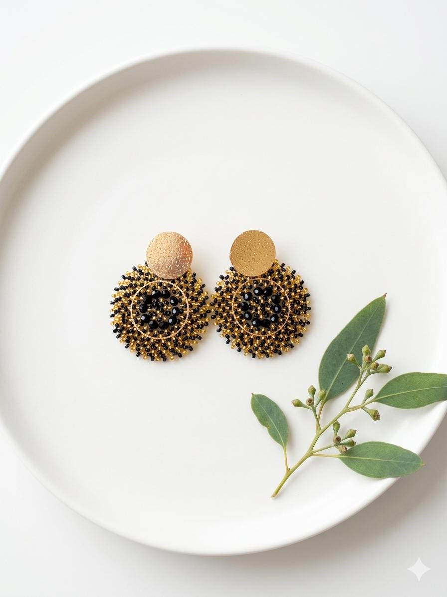 Handmade Colombian Beaded Hoop Earrings, Round Fashion Jewelry