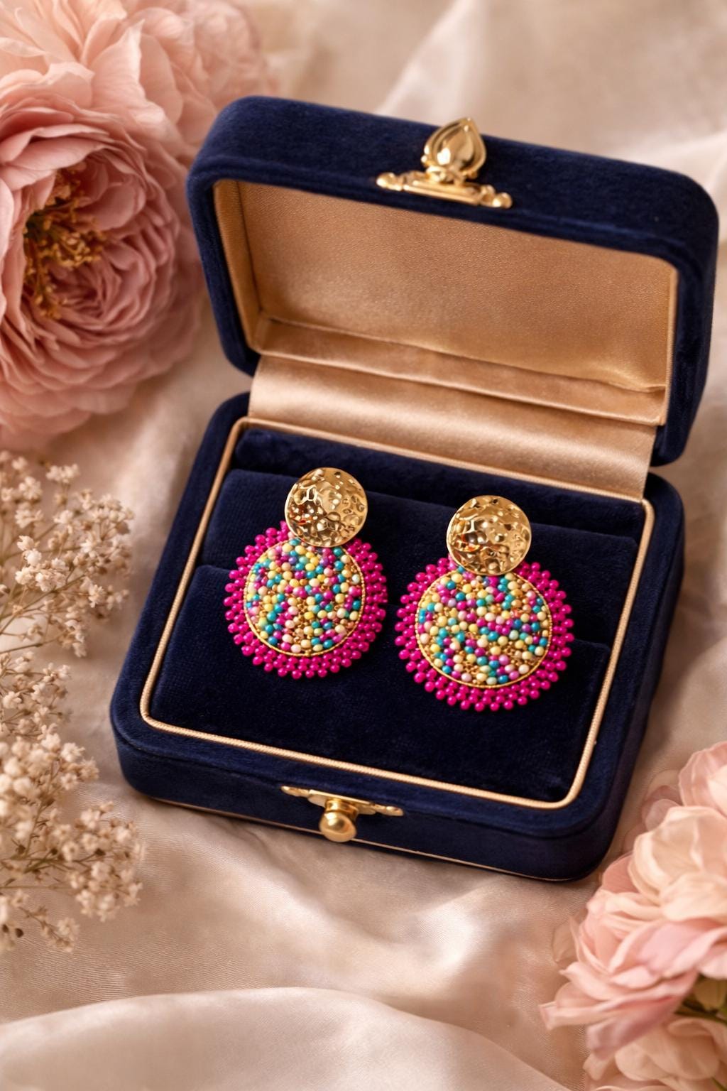 The Tropicana Earrings - Fuchsia & Teal