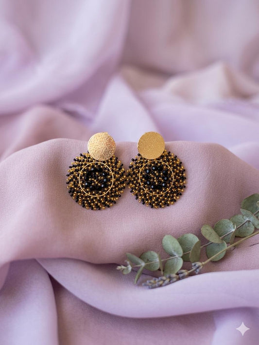 Handmade Colombian Beaded Hoop Earrings, Round Fashion Jewelry