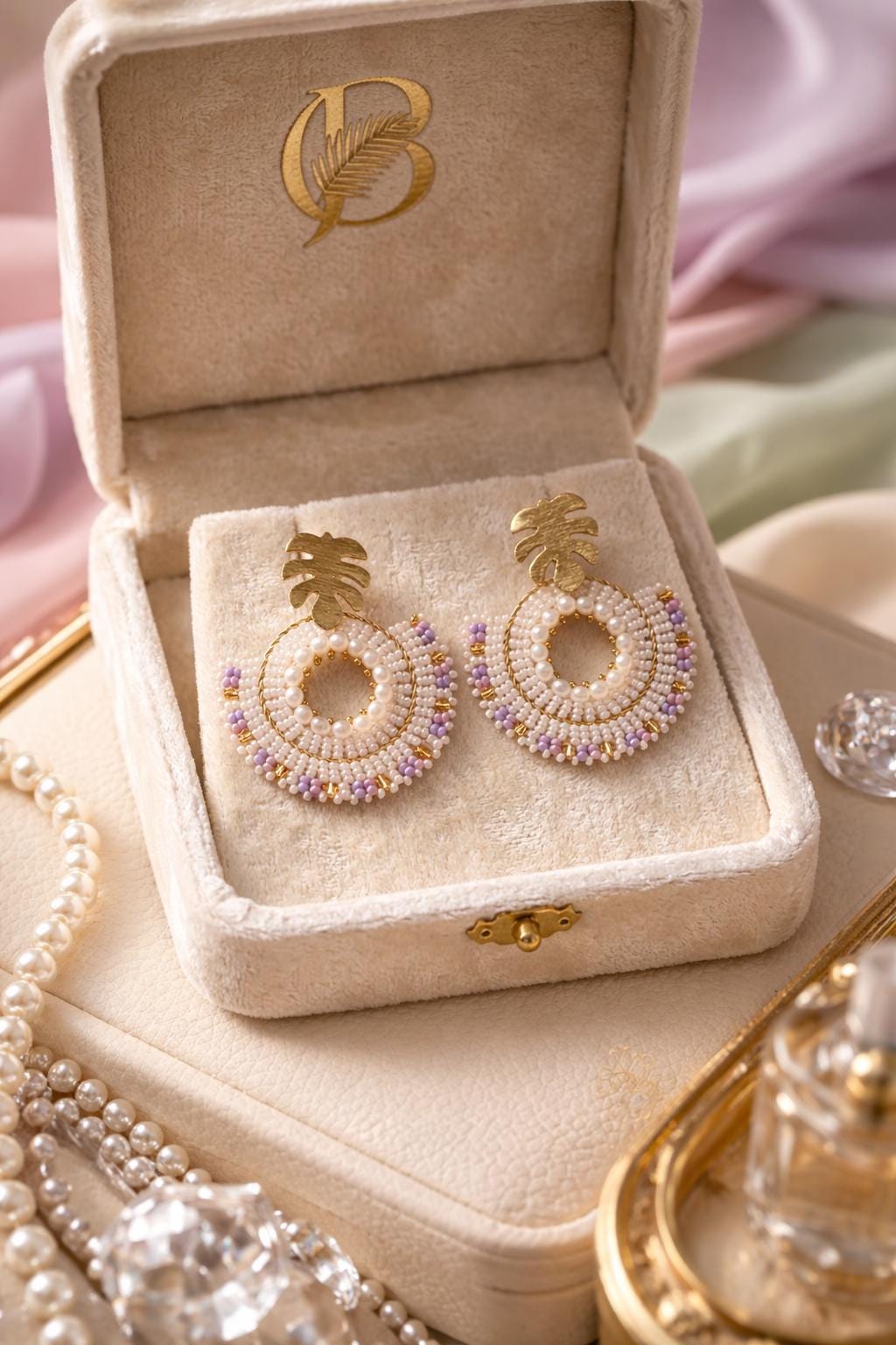 Handmade Colombian Beaded Hoop Earrings, Round Fashion Jewelry