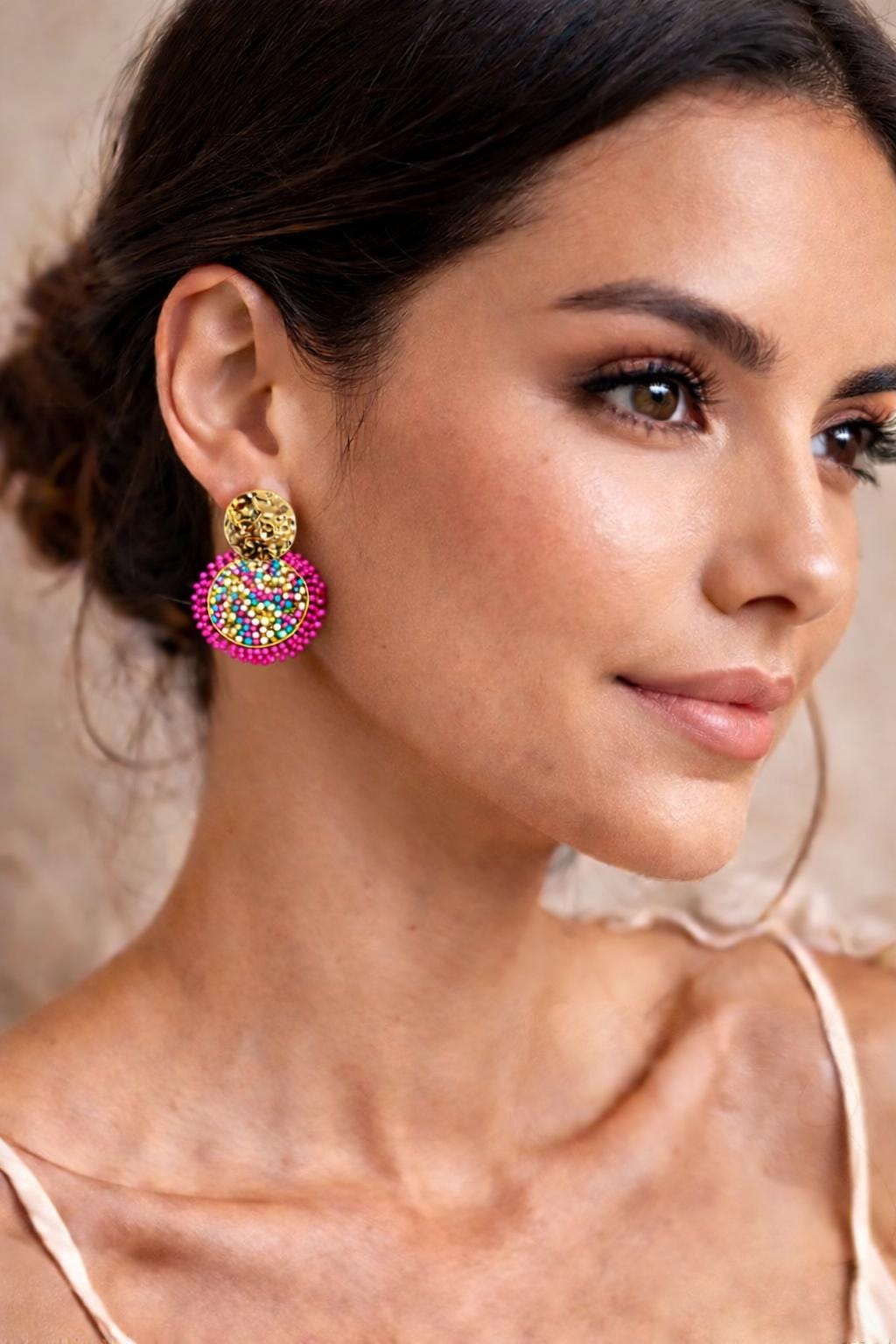 The Tropicana Earrings - Fuchsia & Teal