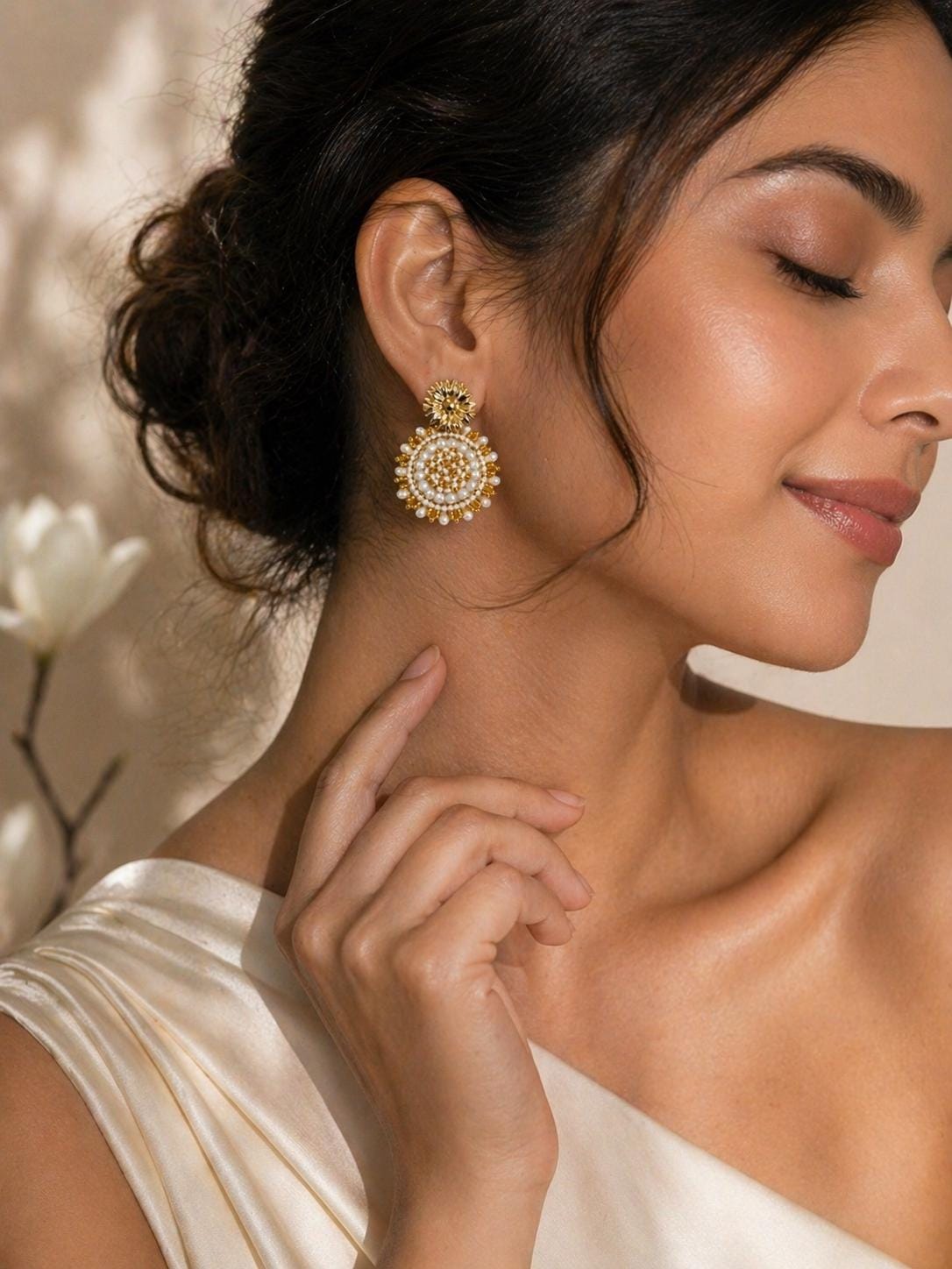 Handmade Colombian Beaded Hoop Earrings, Round Fashion Jewelry