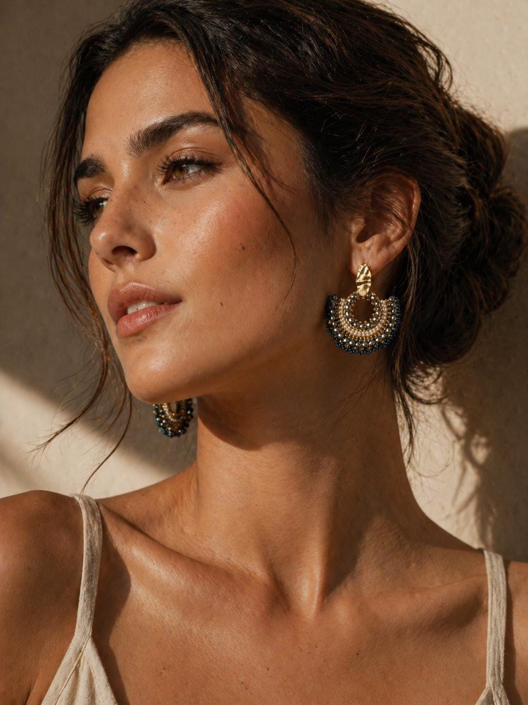 Handmade Colombian Beaded Hoop Earrings, Round Fashion Jewelry