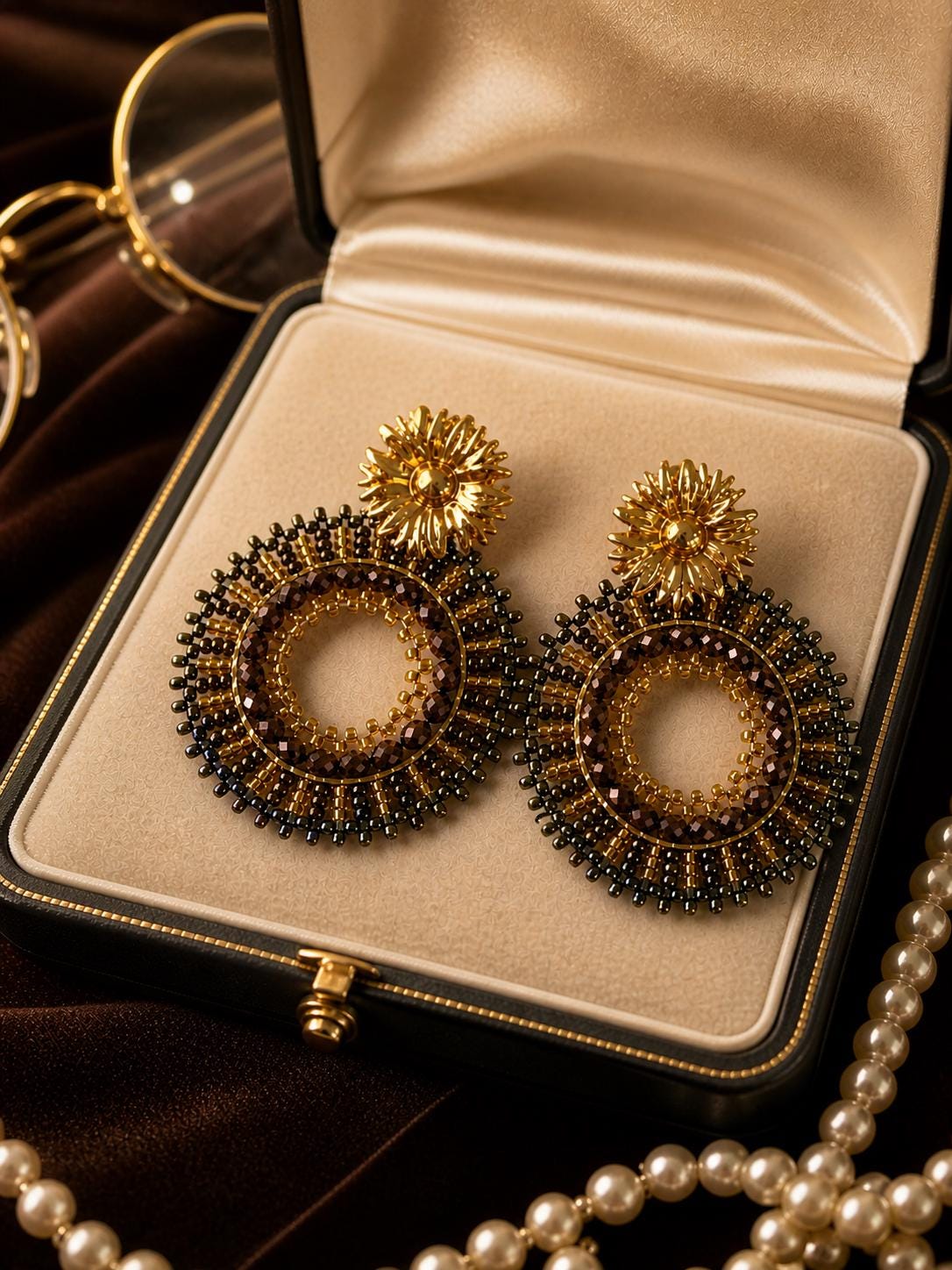 Handmade Colombian Beaded Hoop Earrings, Round Fashion Jewelry