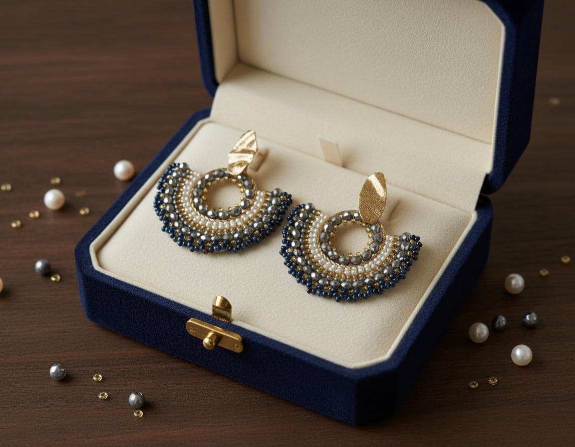 Handmade Colombian Beaded Hoop Earrings, Round Fashion Jewelry