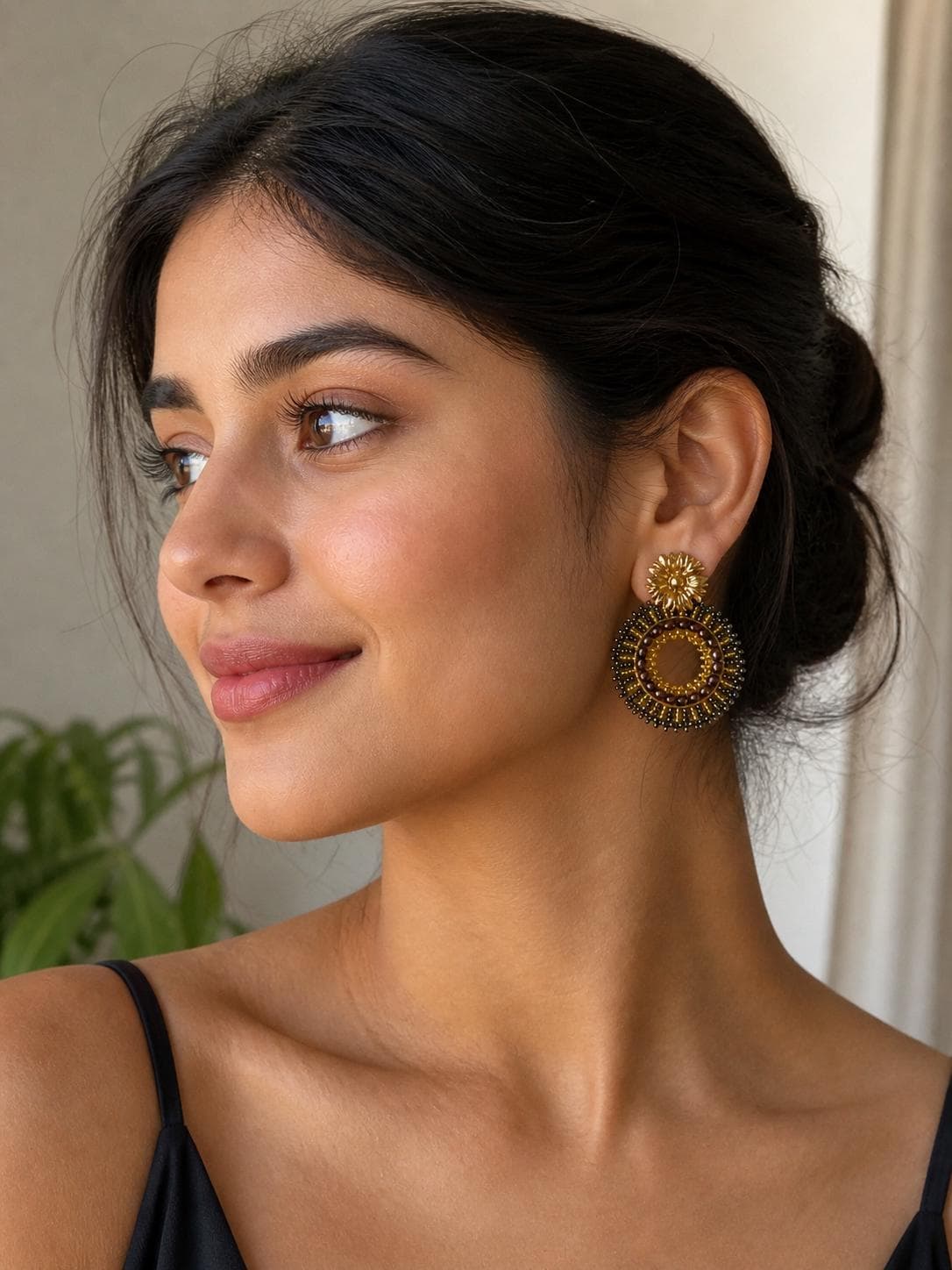 Handmade Colombian Beaded Hoop Earrings, Round Fashion Jewelry