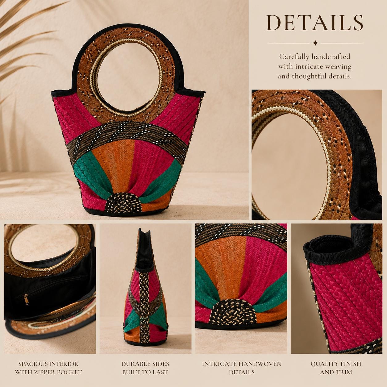 Handmade Woven Straw Bag | Artisan Summer Handbag | Chic Vacation Purse | Resort Style Tote | Boho Luxury Bag- Colombian Artisan Design