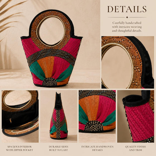 Handmade Woven Straw Bag | Artisan Summer Handbag | Chic Vacation Purse | Resort Style Tote | Boho Luxury Bag- Colombian Artisan Design