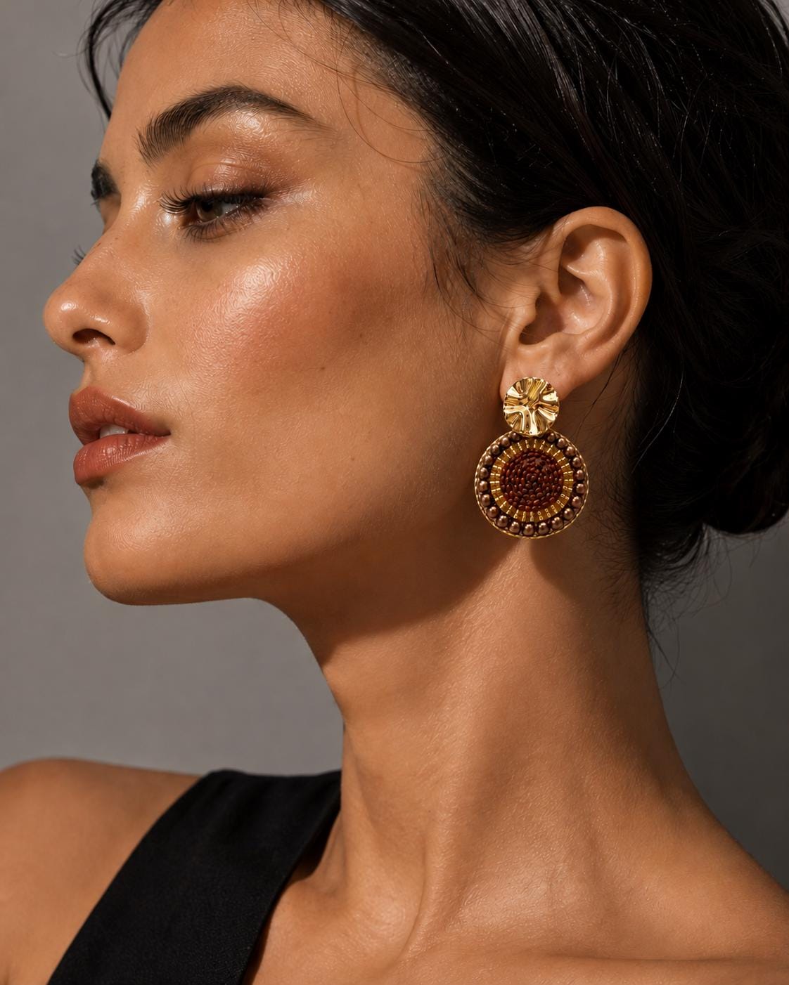 Handmade Colombian Beaded Hoop Earrings, Round Fashion Jewelry