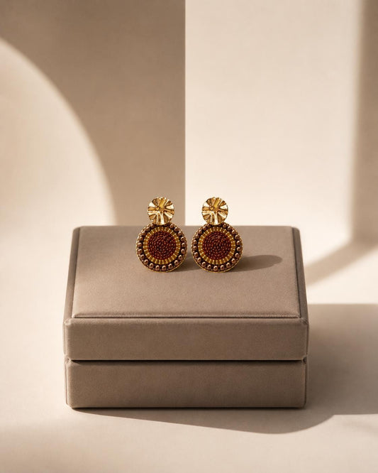 Handmade Colombian Beaded Hoop Earrings, Round Fashion Jewelry