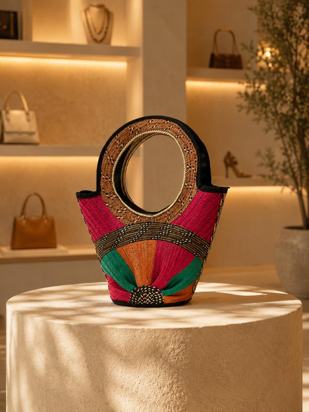 Handmade Woven Straw Bag | Artisan Summer Handbag | Chic Vacation Purse | Resort Style Tote | Boho Luxury Bag- Colombian Artisan Design