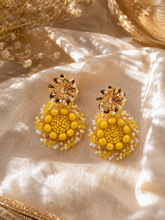 Handmade Colombian Beaded Hoop Earrings, Round Fashion Jewelry