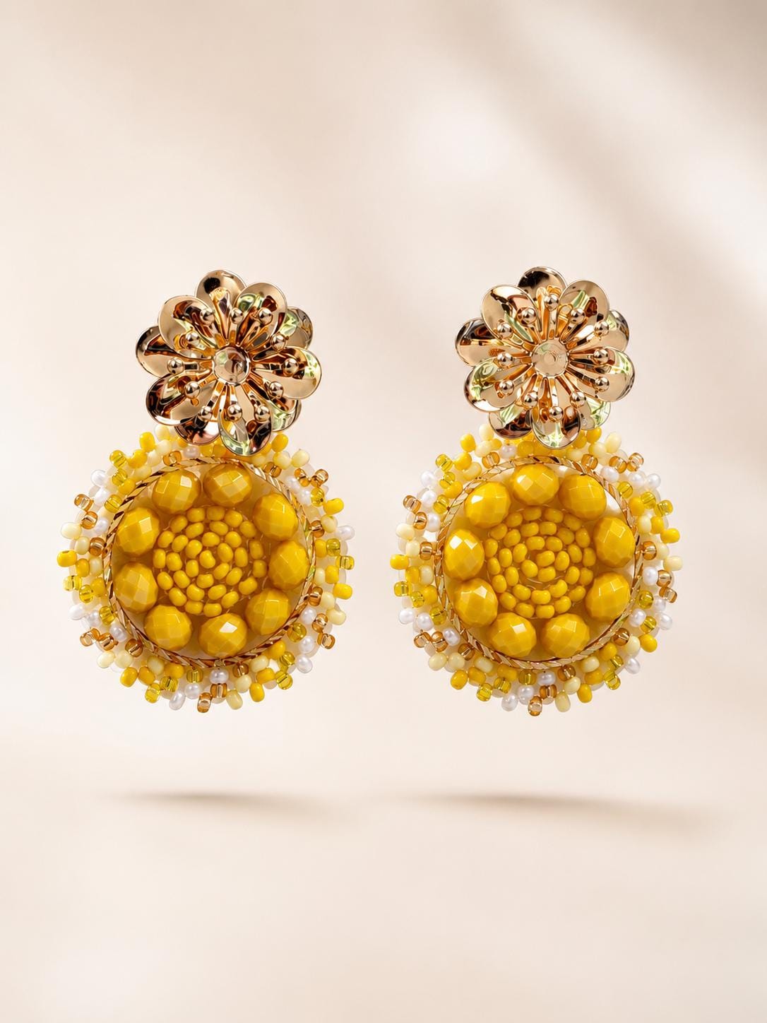 Handmade Colombian Beaded Hoop Earrings, Round Fashion Jewelry