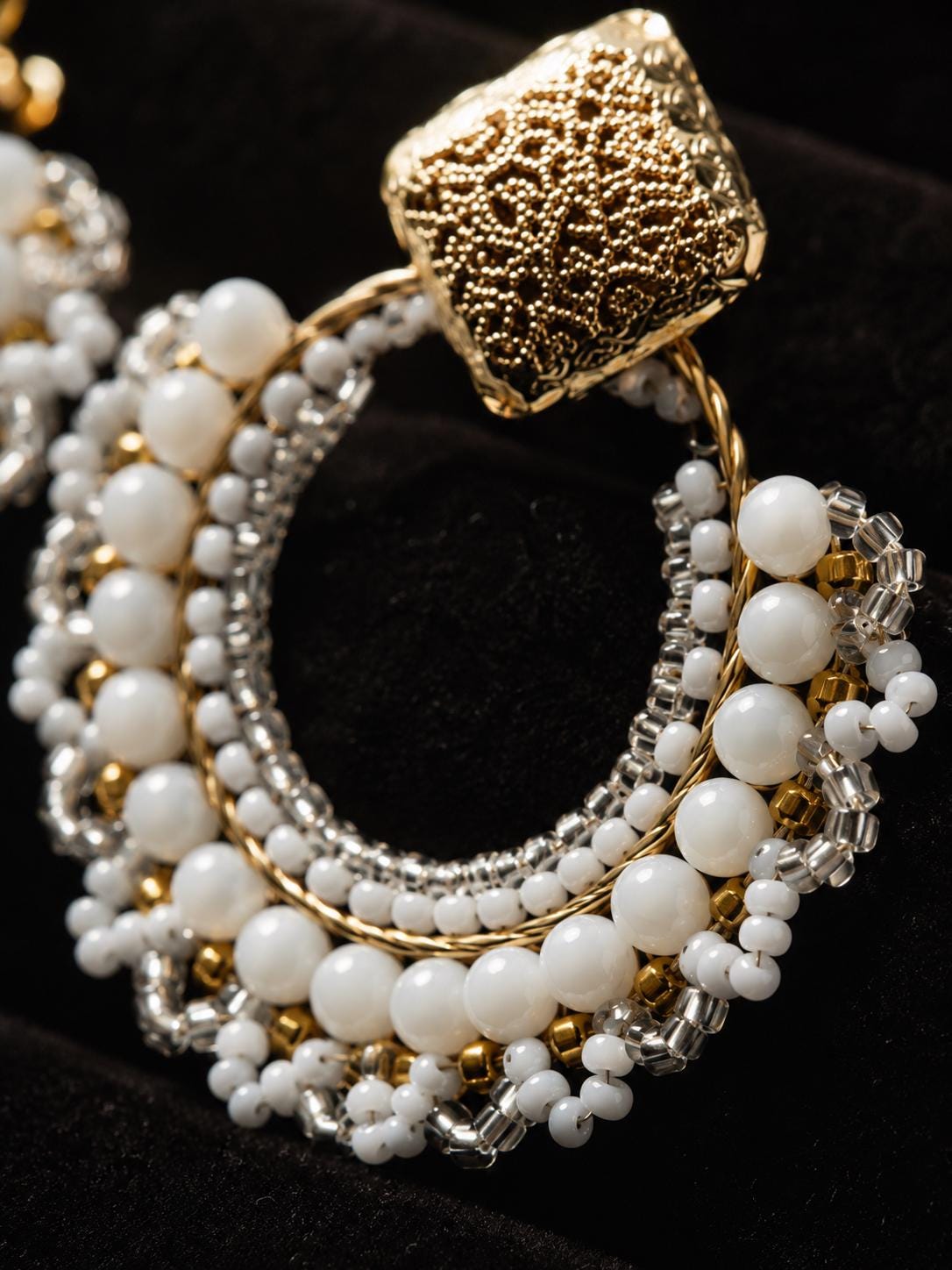 Handmade Colombian Beaded Hoop Earrings, Round Fashion Jewelry