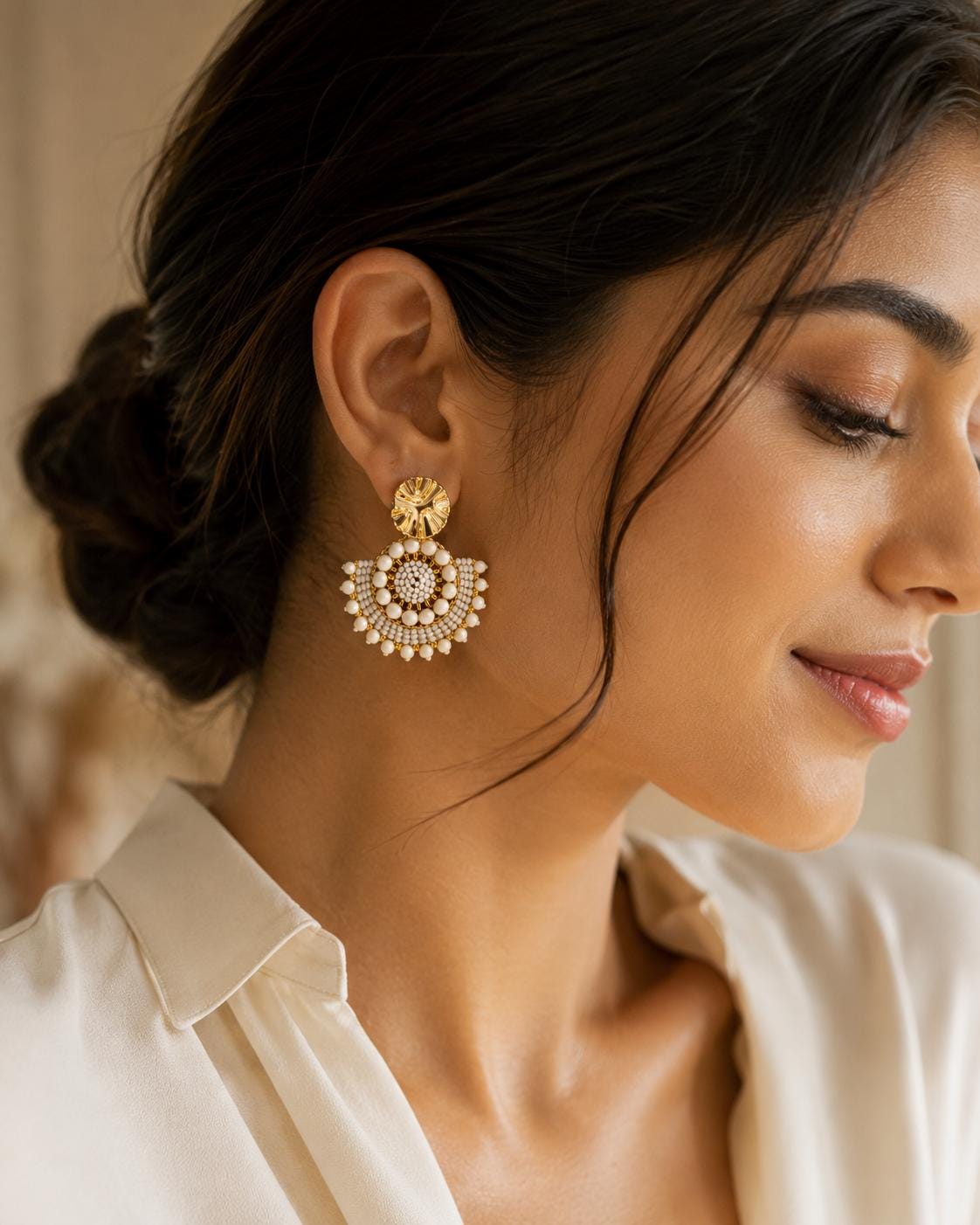 Handmade Colombian Beaded Hoop Earrings, Round Fashion Jewelry