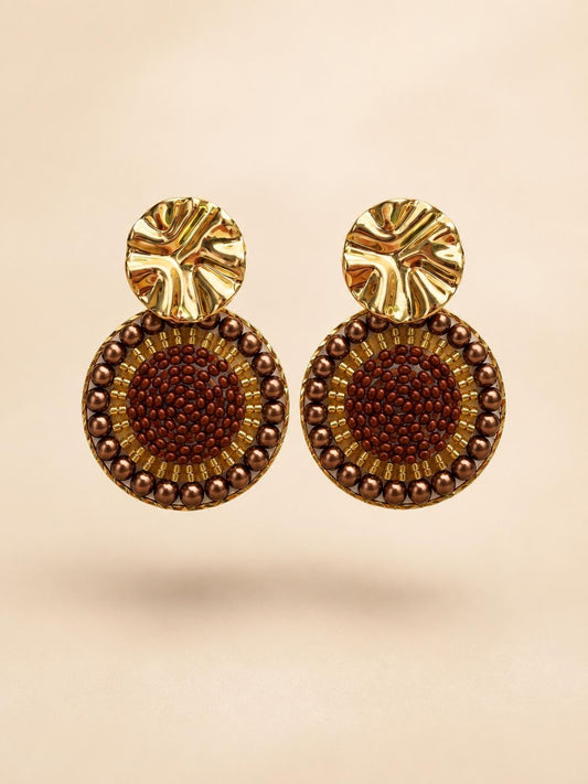 Handmade Colombian Beaded Hoop Earrings, Round Fashion Jewelry