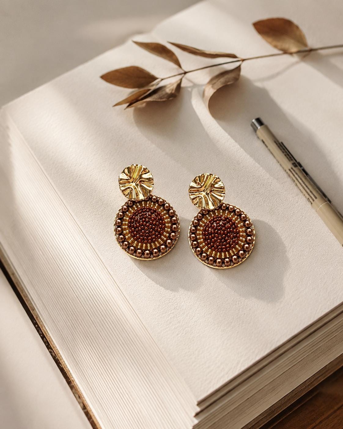 Handmade Colombian Beaded Hoop Earrings, Round Fashion Jewelry