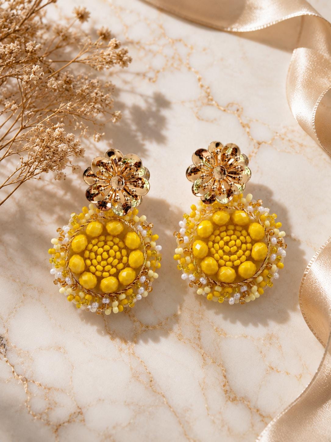 Handmade Colombian Beaded Hoop Earrings, Round Fashion Jewelry