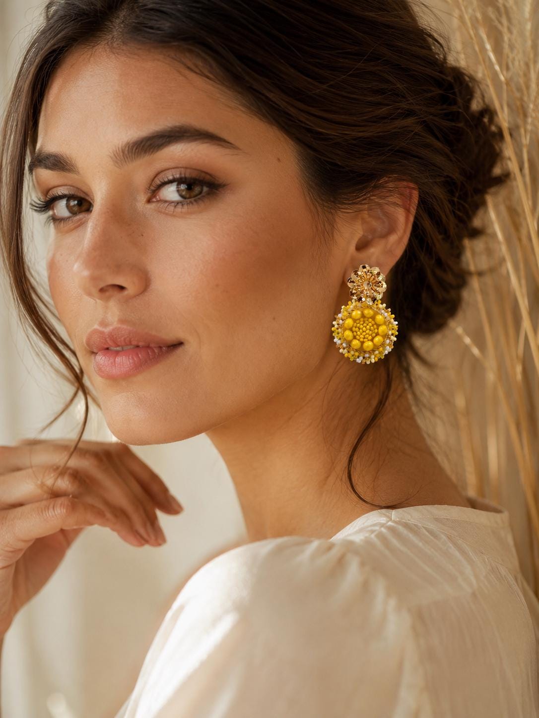 Handmade Colombian Beaded Hoop Earrings, Round Fashion Jewelry