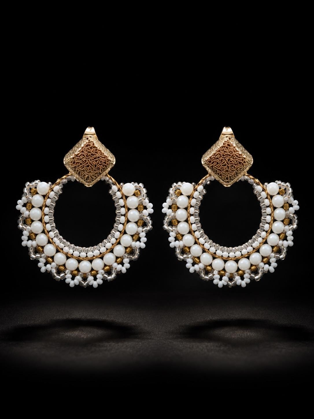 Handmade Colombian Beaded Hoop Earrings, Round Fashion Jewelry