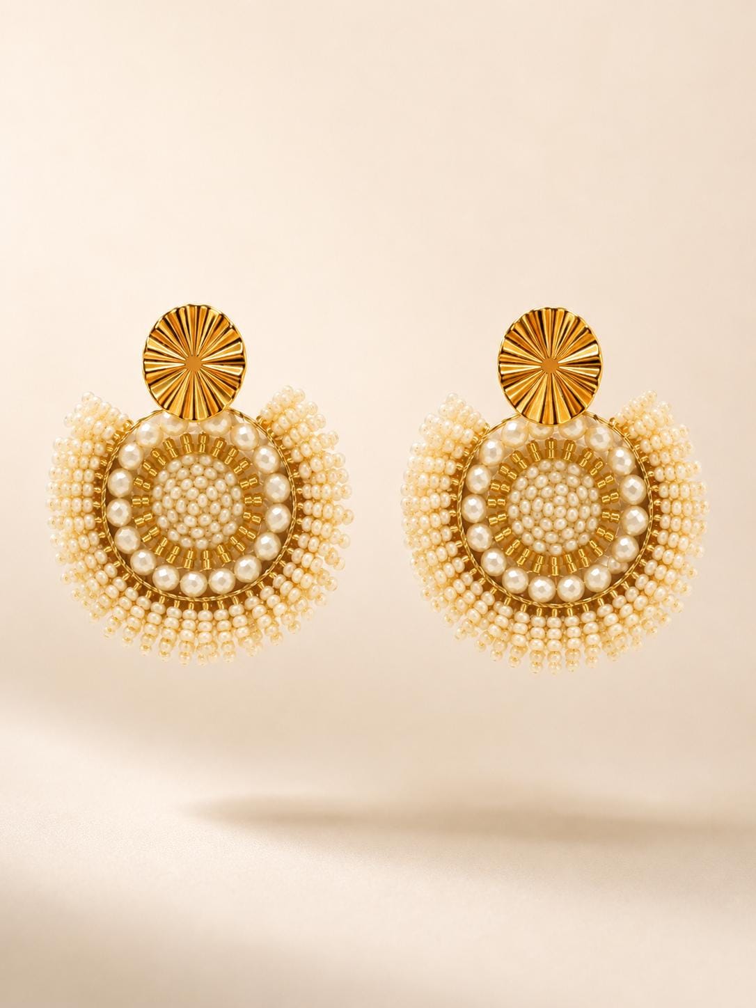 Handmade Colombian Beaded Hoop Earrings, Round Fashion Jewelry
