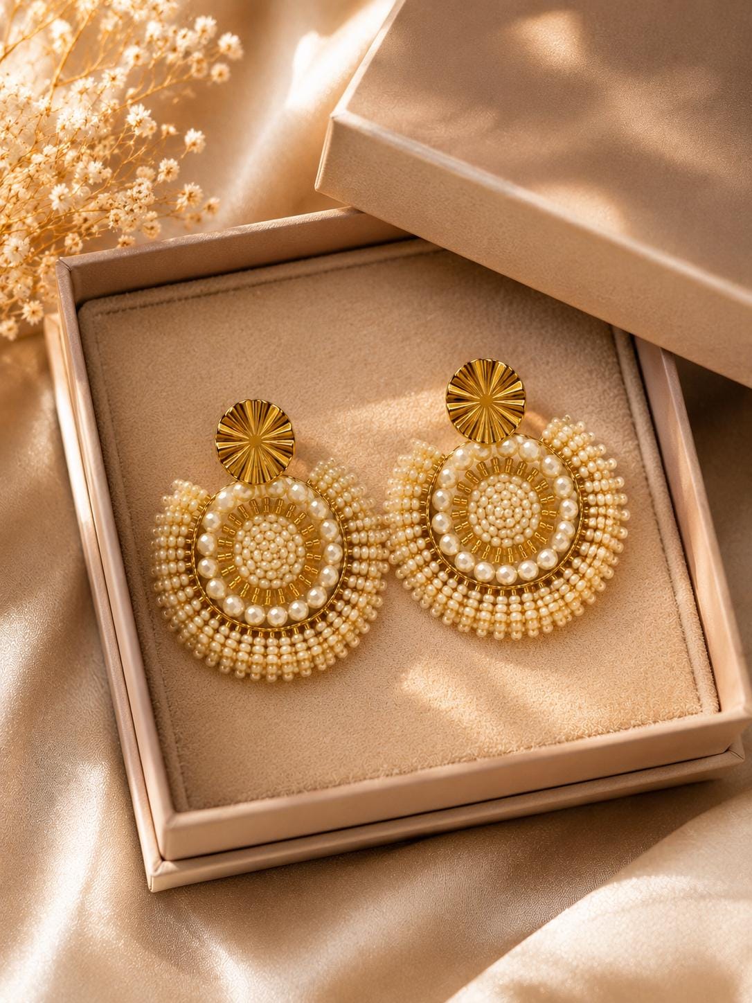 Handmade Colombian Beaded Hoop Earrings, Round Fashion Jewelry