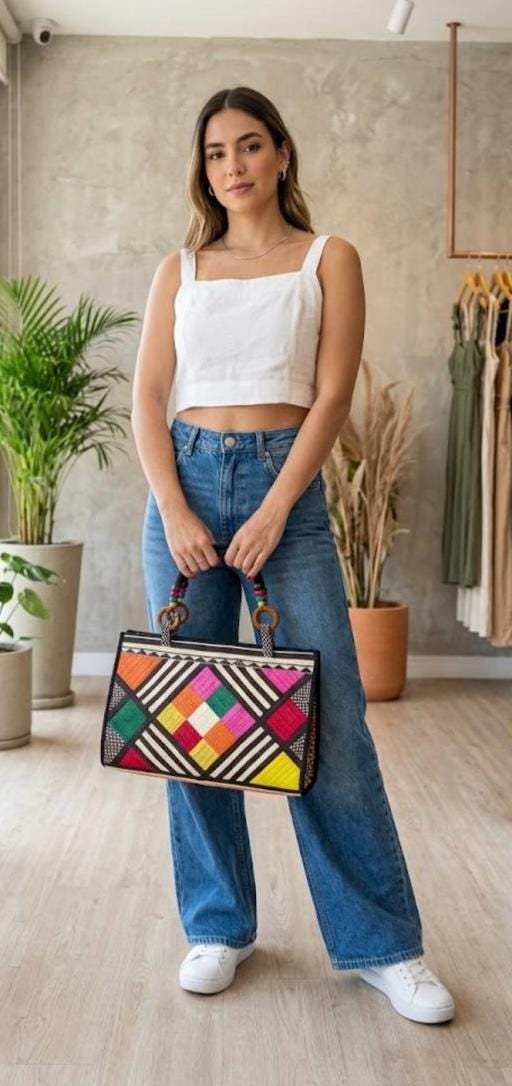 Handwoven Caña Fiber Tote Bag – Colombian Artisan Design